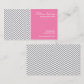 灰色およびピンクシェブロン半分のパターン 名刺 (正面/裏面)