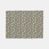 灰色およびフェイクな金ゴールドの矢パターン フリースブランケット (正面(横))