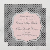 灰色およびモモの点々のあるな結婚式招待状 招待状 (正面/裏面)
