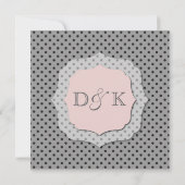 灰色およびモモの点々のあるな結婚式招待状 招待状 (裏面)