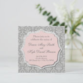 灰色およびモモの結婚式招待状 招待状 (スタンド正面)