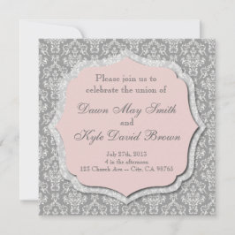 灰色およびモモの結婚式招待状 招待状