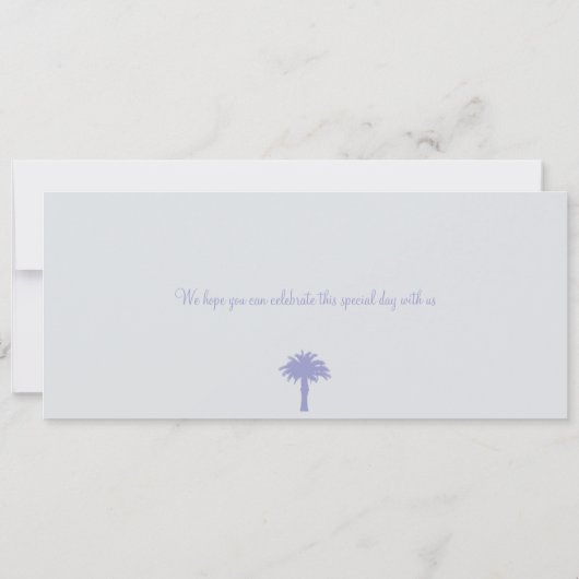 灰色およびラベンダーのメキシコの搭乗券の結婚式 招待状 (裏面)