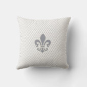 灰色および白いのElegant Fleur de Lys クッション (裏面)