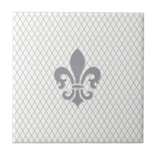 灰色および白いのElegant Fleur de Lys タイル