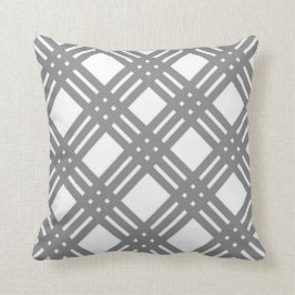 灰色および白いギンガム クッション