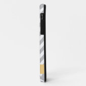 灰色および白いシェブロンの黄色のいかりのモノグラムの箱 Case-Mate iPhoneケース (裏面/左)