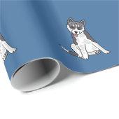 灰色および白いシベリアンハスキーの包装紙 ラッピングペーパー (ロールコーナー)