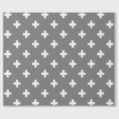 灰色および白いスイスの十字パターン ラッピングペーパー (フラット)