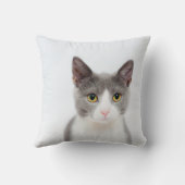 灰色および白いタキシード猫の投球 クッション (裏面)