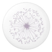 灰色および白いタンポポの陶磁器のノブ セラミックノブ (正面)