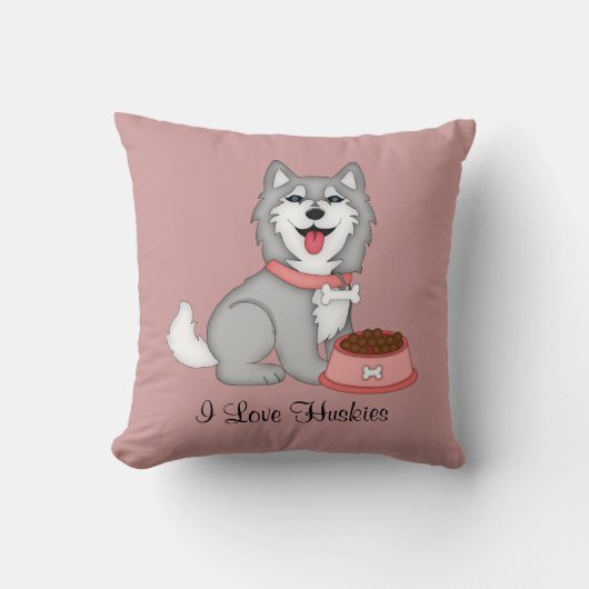 灰色および白いハスキー(女の子) クッション (正面)