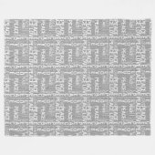 灰色および白い平和愛 フリースブランケット (正面(横))