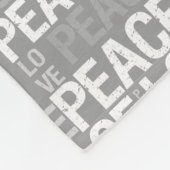 灰色および白い平和愛 フリースブランケット (角)