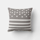 灰色および白い星は及び縞で飾ります クッション (裏面)