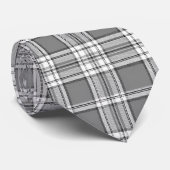 灰色および白い格子縞のタイ ネクタイ (ロール)