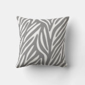 灰色および白い様式化されたシマウマパターン クッション (裏面)