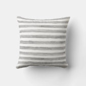 灰色および白い水彩画のストライプの航海のな枕 クッション (裏面)