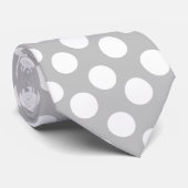 灰色および白い水玉模様のタイ ネクタイ (ロール)
