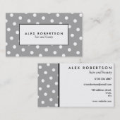 灰色および白い水玉模様パターン 名刺 (正面/裏面)