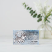 灰色および白い猫の名刺-青および灰色 名刺 (スタンド正面)