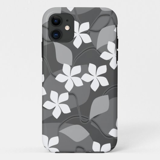 灰色および白い花。 花パターン Case-Mate iPhoneケース (裏面)