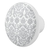 灰色および白くエレガントなダマスク織パターン セラミックノブ (右)