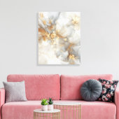 灰色および白色アルコールインク キャンバスプリント (インサイチュ (リビング))