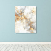 灰色および白色アルコールインク キャンバスプリント (インサイチュ (ウッドフロア))