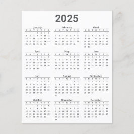灰色および白2025年カレンダー紙シート