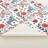 灰色および赤いの北欧の子馬および花柄パターン シェルパブランケット (3/4)