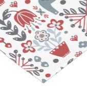 灰色および赤いの北欧の子馬および花柄パターン ミディアムテーブルランナー (コーナー)