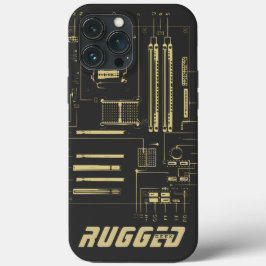 灰色および金ゴールドの堅牢なギークマザーボード技術 iPhone 13 PRO MAXケース