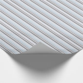 灰色および青い縞 ラッピングペーパー (角)