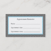 灰色および青のアポイントメントのメモカード 予約カード (裏面)