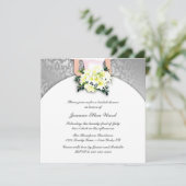 灰色および黄色のブライダルシャワーの招待状 招待状 (スタンド正面)