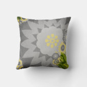 灰色および黄色のモダンな花 クッション (裏面)