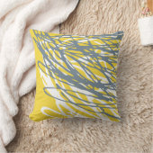 灰色および黄色の抽象デザイン クッション (ブランケット)