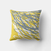 灰色および黄色の抽象デザイン クッション (裏面)