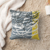 灰色および黄色の抽象デザイン クッション (ブランケット)