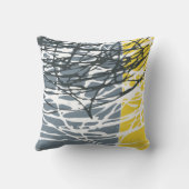 灰色および黄色の抽象デザイン クッション (裏面)