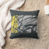 灰色および黄色の抽象的な巣のデザイン クッション (ブランケット)