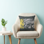 灰色および黄色の抽象的な巣のデザイン クッション (椅子)