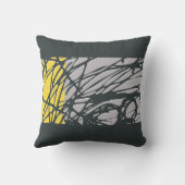 灰色および黄色の抽象的な巣のデザイン クッション (裏面)