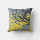 灰色および黄色の抽象的な巣のデザイン クッション (裏面)