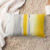 「」灰色および黄色の抽象美術の枕の下で ランバークッション (ブランケット)