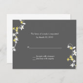 灰色および黄色の結婚RSVPカード 出欠カード (正面/裏面)