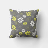 灰色および黄色の花模様 クッション (裏面)