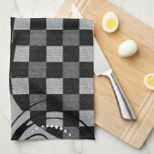 灰色および黒いチェック模様の渦巻形のなパターン| キッチンタオル (四つ折り)