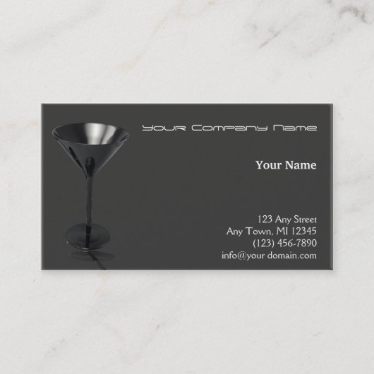 灰色および黒いマルティーニガラスビジネス 名刺 (正面)